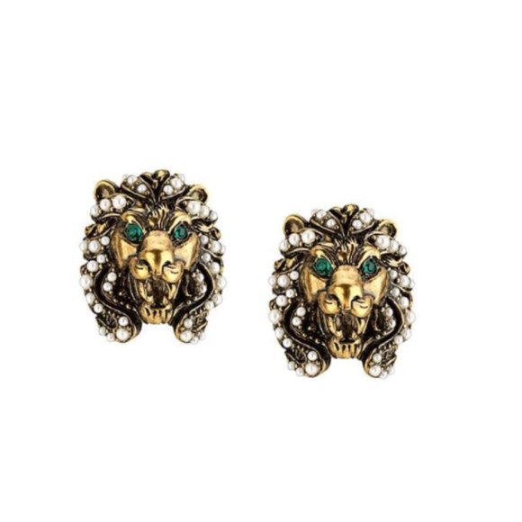 Gucci Lion faux pearl-embellished clip earrings - Picture 2 of 9
